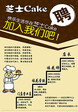 蛋糕招聘海报图片