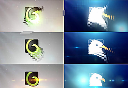 简洁的方格汇聚成logo的标志AE模板