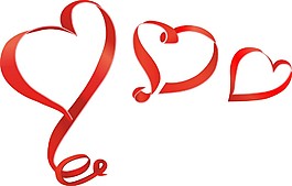 红色爱心丝带封面矢量