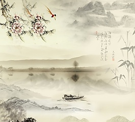 水墨中国画PSD分层