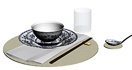 中式餐具3d模型图片