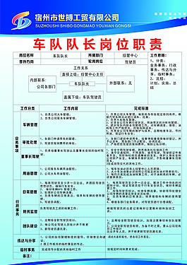 世搏工贸岗位职责表图片