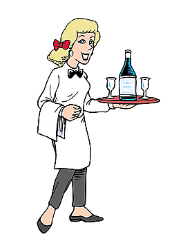 端酒中的服务员