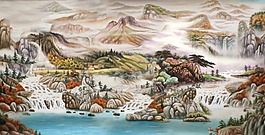 大气磅礴山水中堂油画