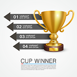 金色奖杯商务信息图矢量图