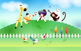 幼儿园成长档案可爱春天背景素材高清卡通