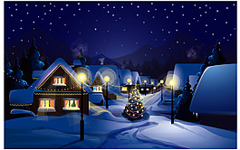 雪夜风景图片 雪夜风景素材 雪夜风景模板免费下载 六图网