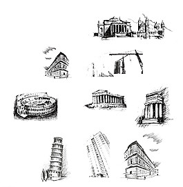 欧美建筑剪影图片