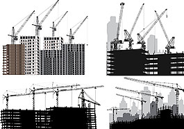 城市建筑工地剪影图片