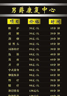 男爵康复中心价格表