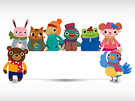 卡通动物公告栏素材