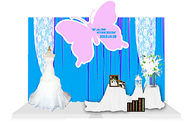 婚礼迎宾区蓝色蝴蝶