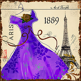 紫色裙子装饰挂画素材