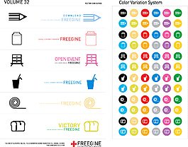 彩色韩国电子商务常用图标AI素材