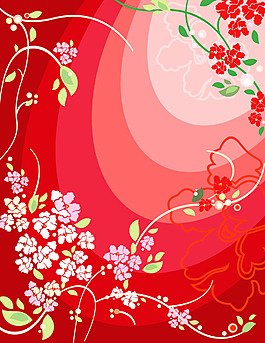 红色背景花纹素材