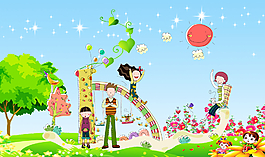 卡通风景移门图片