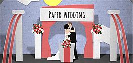 创意纸制婚礼开场AE模板
