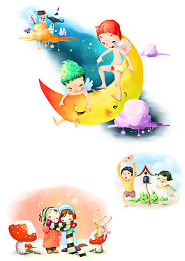 手绘分层可爱儿童插画