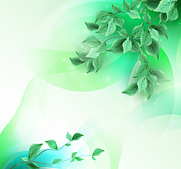梦幻绿叶背景矢量