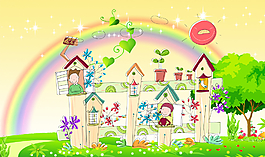 卡通风景移门图片