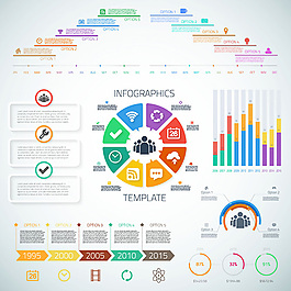 彩色表柱信息图表矢量素材
