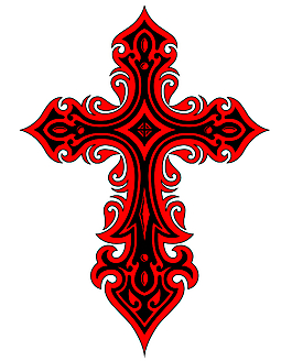红色十字架纹身图案图片
