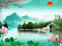 梅花风景画图片_梅花风景画素材_梅花风景画模板免费下载-六图网