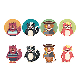 卡通动物和头像