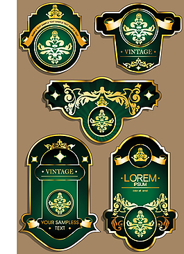 绿色精美标贴素材图