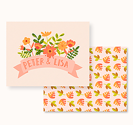 卡通花卉婚礼邀请卡