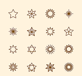 16款手绘星星图标矢量图