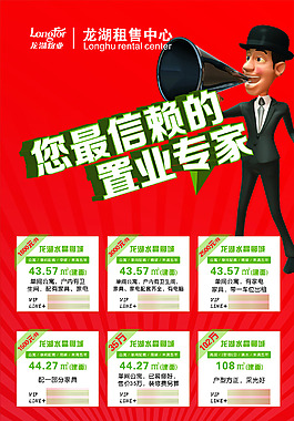 房地产海报 租售信息红色海报租售中心