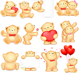 可爱卡通泰迪熊矢量素材