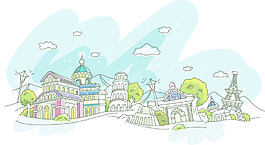 矢量 韩国 建筑  场景