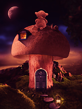 可爱的望月蘑菇泰迪熊