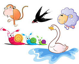 卡通小动物矢量图