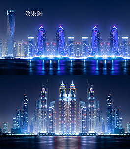 城市高楼建筑夜景高清动态视频