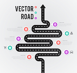 弯曲箭头公路商务信息图矢量素材