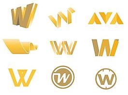 矢量素材-W字体元素logo发想设计