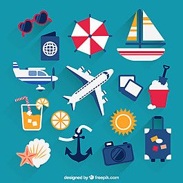 精致夏日度假图标矢量图