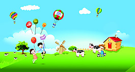 新年儿童卡通牧场设计稿
