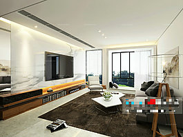 客厅布置效果3D模型