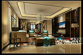 客厅设计布置3D模型