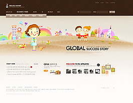 卡通元素网页设计PSD源文件