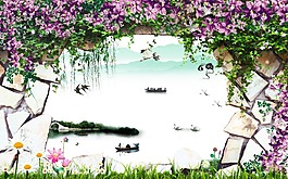 江南 电视背景墙