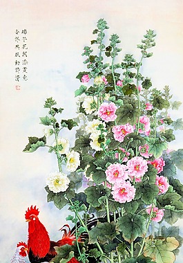 雄鸡国画图图片