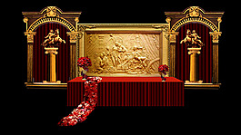 复古宫廷红金签到区