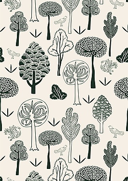 树木 背景 家居服 面料印花