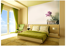 素雅清新背景墙效果图