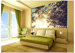 午后清新背景墙效果图